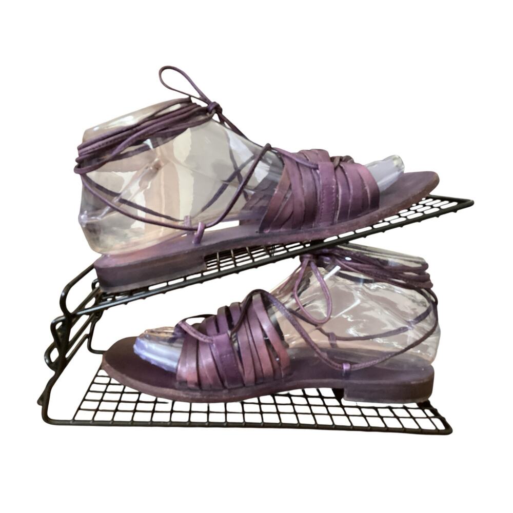 Free People Cami Huarache Wrap Sandals Gladiator Leather Purple sz 36 - Picture 5 of 7